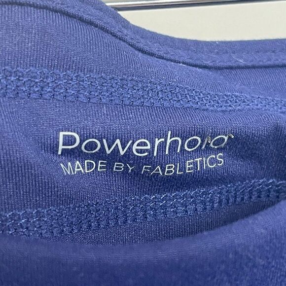 Fabletics Powerhold Define Mid Rise Jogger Style Gold Stripe Blue Leggings - Picture 8 of 10